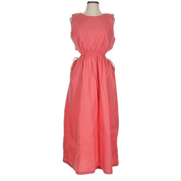 NWT Rails Yvette Cutout Organic Cotton Blend Midi Dress in Pink Size Large - Picture 4 of 9